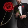 Modische Brosche mit Rose / Kette - lange Nadel - unisex