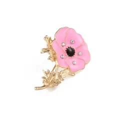 Kleine emaille bloem met kristallen - vintage brocheBroches