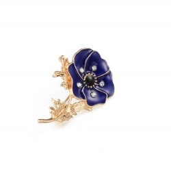 Small enamel flower with crystals - vintage brooch