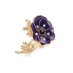 Kleine emaille bloem met kristallen - vintage brocheBroches