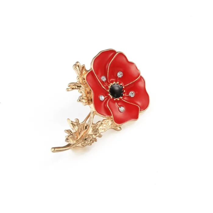 Kleine emaille bloem met kristallen - vintage brocheBroches