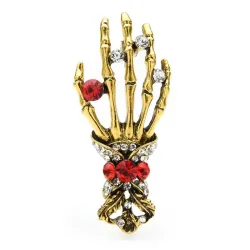 Kristallschädel Hand - Vintage Brosche