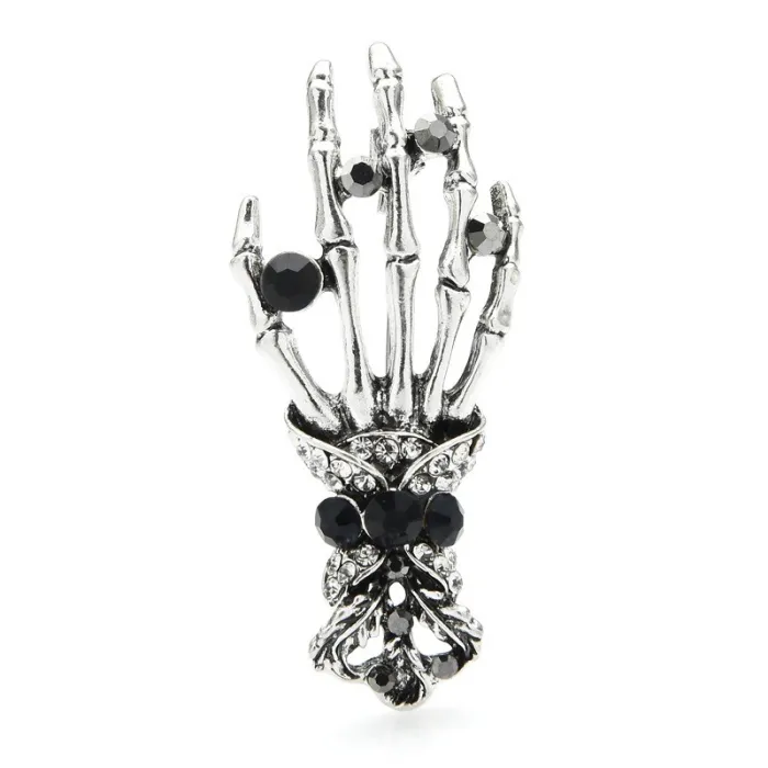 Kristallen schedel hand - vintage brocheBroches