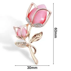 Luxurious brooch with crystal rose flower