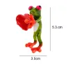 Green frog with a red heart - brooch
