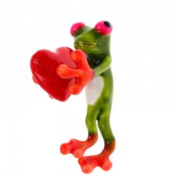 Grüner Frosch mit rotem Herz - Brosche