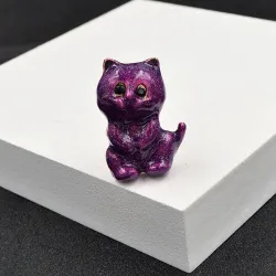 Enamel purple cat - brooch