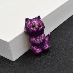 Enamel purple cat - brooch