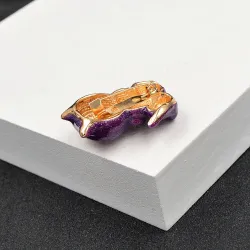 Enamel purple cat - brooch
