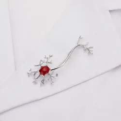 Medizinisches Neuron-Gen - mit rotem Stein - Brosche