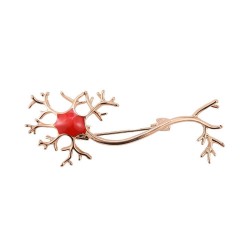 Medizinisches Neuron-Gen - mit rotem Stein - Brosche