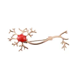 Medizinisches Neuron-Gen - mit rotem Stein - Brosche
