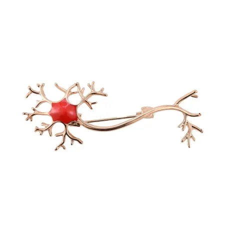 Medical neuron gene - with red stone - brooch