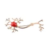Medical neuron gene - with red stone - brooch
