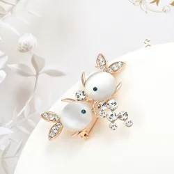 Two fishes with crystals - brooch