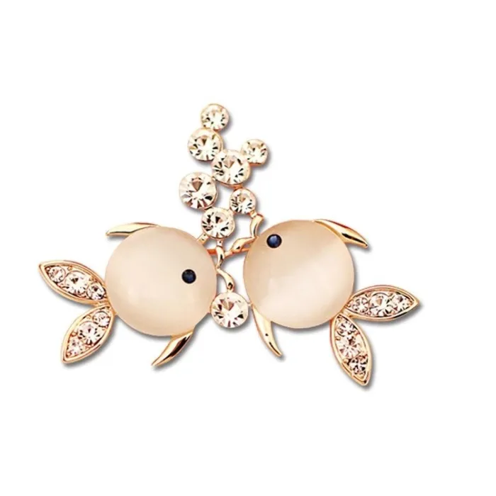 Two fishes with crystals - brooch
