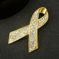 Brustkrebsunterstützung - Kristallbrosche