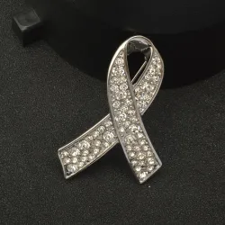 Breast cancer support - crystal brooch