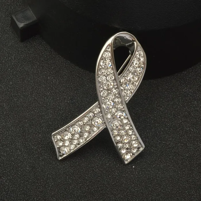 Breast cancer support - crystal brooch