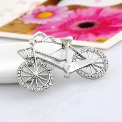 Crystal bicycle shaped brooch