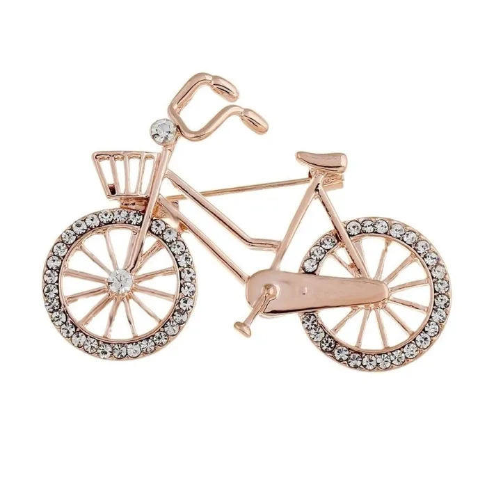 Kristallen broche in de vorm van een fietsBroches