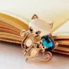 Broche met twee kristallen vossenBroches