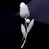 Luxurious white crystal brooch with rose / pearl