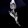 Luxurious white crystal brooch with rose / pearl