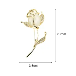 Elegant brooch with opal / crystal tulip