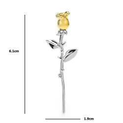 BrochesElegante broche de plata con rosa dorada
