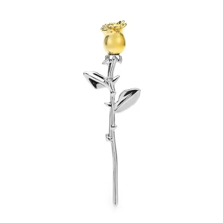 BrochesElegante broche de plata con rosa dorada