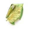 Blad met een zijderups - kristallen brocheBroches