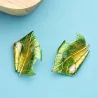 Leaf with a silkworm - crystal brooch