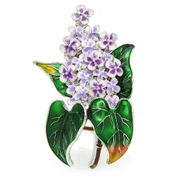 Trendy enamel lilac flower brooch