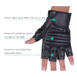 GuantesGuantes de piel negros - fitness / gimnasio / ciclismo - medio dedo