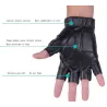 Svarta läderhandskar - fitness / gym / cykling - halvfinger