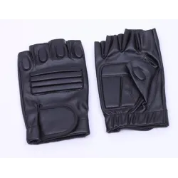Black leather gloves - fitness / gym /cycling - half fingerGloves