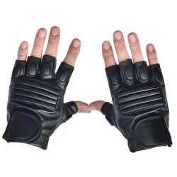 GuantesGuantes de piel negros - fitness / gimnasio / ciclismo - medio dedo