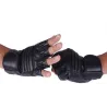Gants en cuir noir - fitness / gym / cyclisme - demi doigt