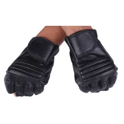 Gants en cuir noir - fitness / gym / cyclisme - demi doigt