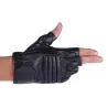 Gants en cuir noir - fitness / gym / cyclisme - demi doigt