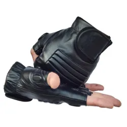 GuantesGuantes de piel negros - fitness / gimnasio / ciclismo - medio dedo