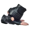 Black leather gloves - fitness / gym /cycling - half fingerGloves