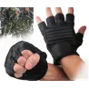 Black leather gloves - fitness / gym /cycling - half fingerGloves