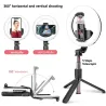 Palos selfiesPalo para selfies 4 en 1 - anillo de luz LED - inalámbrico - Bluetooth - mini trípode de mano - con control remoto
