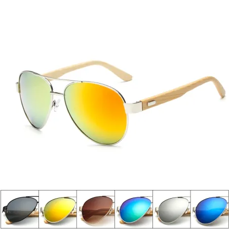 Bambou & métal - lunettes de soleil faites main - unisexe