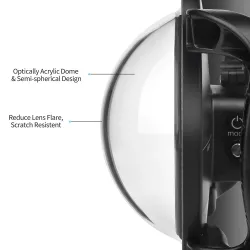 Port kopuły nurkowej - podwójny ręczny - wodoodporna osłona obiektywu - dla GoPro Hero 8 Black - 6 caliOchrona