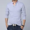 Klassisch elegantes T-Shirt - mit Stehkragen - Langarm - Slim Fit - Baumwolle