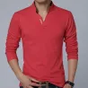 Klassisch elegantes T-Shirt - mit Stehkragen - Langarm - Slim Fit - Baumwolle