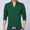 Klassisch elegantes T-Shirt - mit Stehkragen - Langarm - Slim Fit - Baumwolle